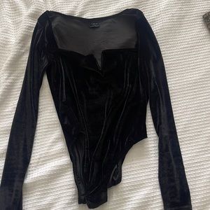 Urban Outfitters black velvet v neck bodysuit